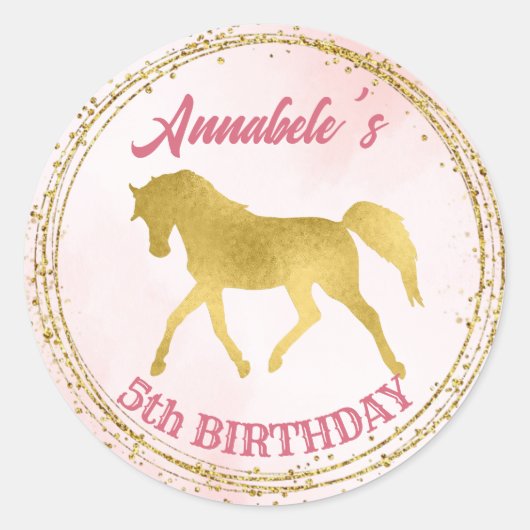 Pink- en goudfeest ronde sticker (Voorkant)