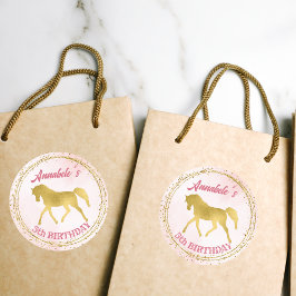 Pink- en goudfeest ronde sticker