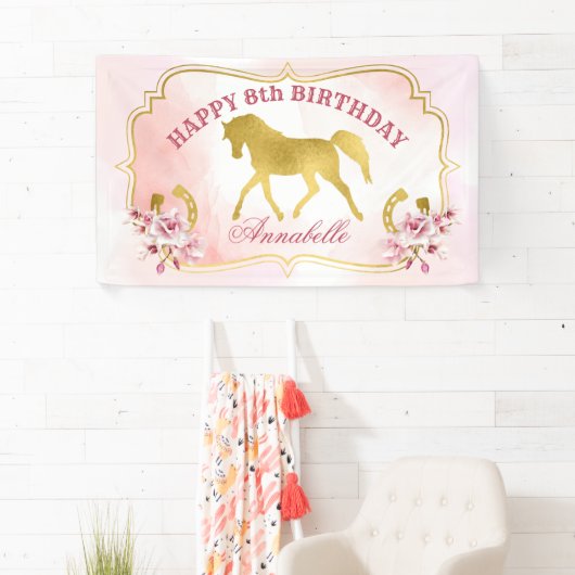 Pink- en goudpaard spandoek (Insitu)