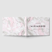 PInk en Gray Faux Marble Modern Wedding Photo Gastenboek (Volledig)