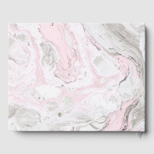 PInk en Gray Faux Marble Modern Wedding Photo Gastenboek (Achterkant)