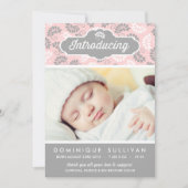 PINK EN GRAY FLORAL PATTERN | GEBOORTEAANKONDIGING AANKONDIGING (Voorkant)