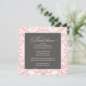 PINK EN GRAY SHOWER | VRIJGEZELLENFEEST INVITE KAART (Staand voorkant)