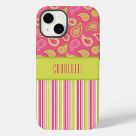 Pink en Green Paisley Stripes Phone Case