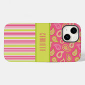 Pink en Green Paisley Stripes Phone Case (Achterkant (horizontaal))