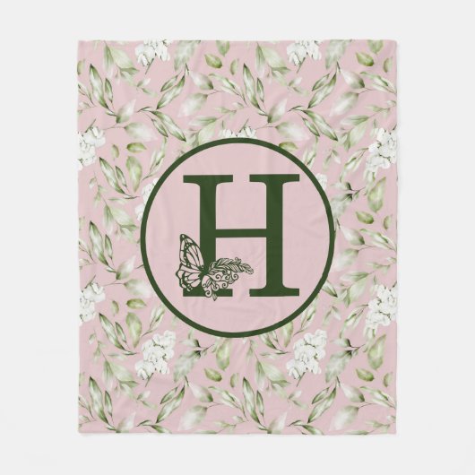 PINK EN GROEN H-MONOGRAM FLEECE DEKEN (Voorkant)