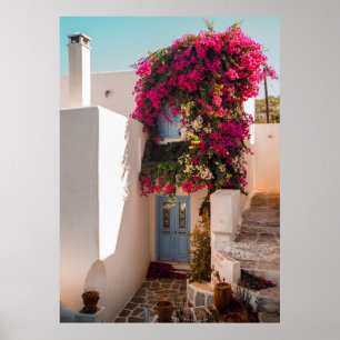 PINK EN GROEN PLANT OP WIT CONCRETE WALL POSTER