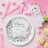 Pink en groene Eucalyptus Papieren Bordje (Feest)