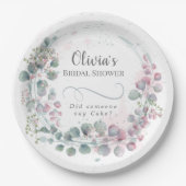 Pink en groene Eucalyptus Papieren Bordje (Voorkant)