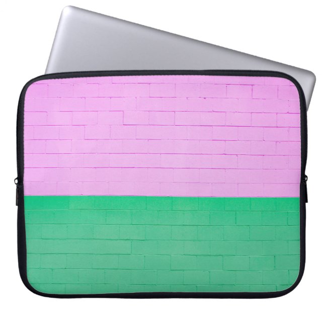 PINK EN GROENE GESPINEERDE MUUR LAPTOP SLEEVE (Voorkant)