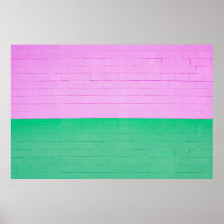 PINK EN GROENE GESPINEERDE MUUR POSTER
