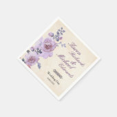 Pink en Lila Waterverf Floral Wedding Servet (Hoek)