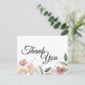 Pink en Mauve  Floral Weddenschap Dank je Briefkaart (Staand voorkant)