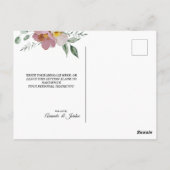 Pink en Mauve  Floral Weddenschap Dank je Briefkaart (Achterkant)