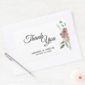 Pink en Mauve  Floral Weddenschap Dank je Rechthoekige Sticker (Envelop)