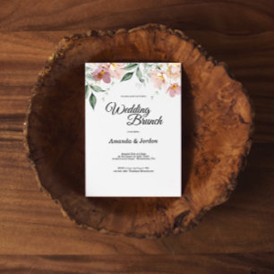 Pink en Mauve Floral Wedding Brunch Kaart