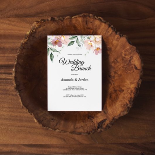 Pink en Mauve  Floral Wedding Brunch Kaart