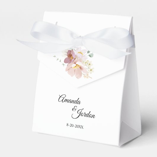Pink en Mauve  Floral Wedding Tent Bedankdoosjes (Voorkant Zijde)