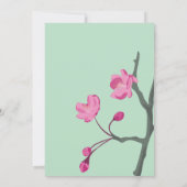 Pink en Mint Green Cherry Blossom Save the Date Kaart (Achterkant)