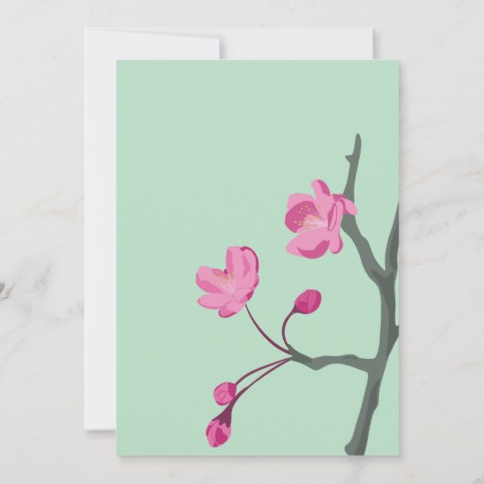 Pink en Mint Green Cherry Blossom Save the Date Kaart (Achterkant)