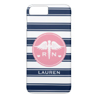 PINK EN NAVY STRIPE CADUCEUS NURSE RN