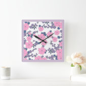 PINK EN PAARS STROOMPATROON VIERKANTE KLOK (Huis)