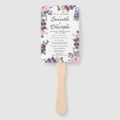 PInk en Paarse Bloemen Trouwprogramma Hand Fan Handwaaier (Voorkant)