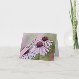 Pink en Paarse Daisies Waterverf Floral Bedankkaart