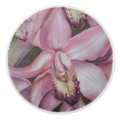 PINK EN PAARSE EXOTISCHE ORCHID-KNOB KERAMISCHE KNOP (Voorkant)