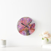 PINK EN PAARSE EXOTISCHE ORCHID WALL CLOCK RONDE KLOK (Huis)