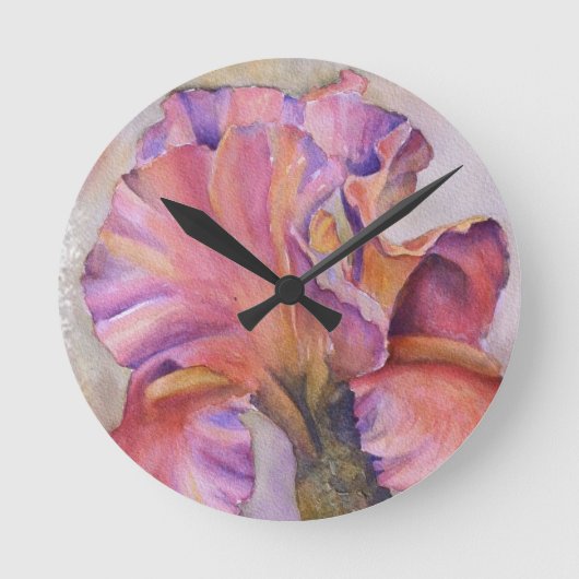PINK EN PAARSE EXOTISCHE ORCHID WALL CLOCK RONDE KLOK (Voorkant)