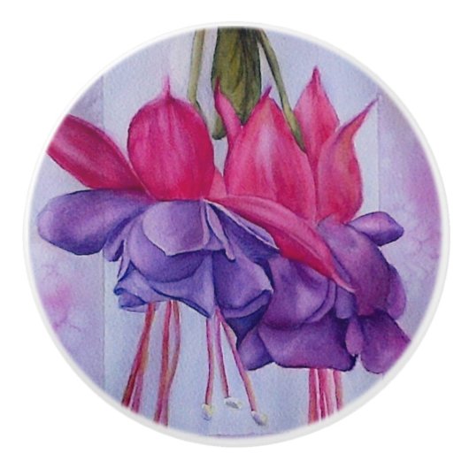 PINK EN PAARSE FUSCHIESSTROOM KNOB KERAMISCHE KNOP (Voorkant)