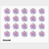 PINK- EN PAARSE FUSCHIESWEDINGSSTICKERS RONDE STICKER (Vel)