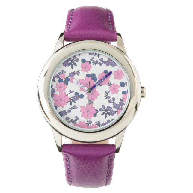 PINK EN PAARSE STROOMPATROON HORLOGE (Voorkant)