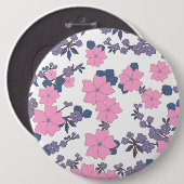 PINK EN PAARSE STROOMPATROON RONDE BUTTON 6,0 CM (Voorkant /achterkant)