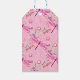 PINK EN PAARSE WATERVERF DRAGONFLIES CADEAULABEL