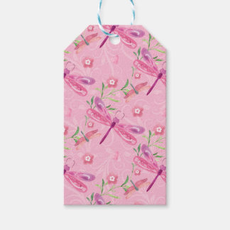 PINK EN PAARSE WATERVERF DRAGONFLIES CADEAULABEL