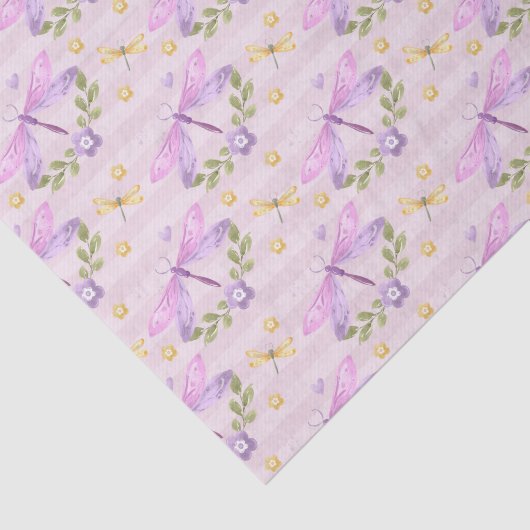 PINK EN PAARSE WATERVERF DRAGONFLIES TISSUEPAPIER (Detail)