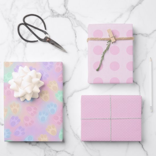 PINK EN PASTEL COLORED EASTER BUNNY PAWS INPAKPAPIER VEL (Voorkant)