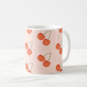 Pink en Red Cherry Fruit Pattern Koffiemok (Voorkant rechts)