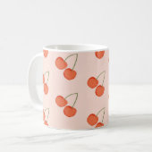 Pink en Red Cherry Fruit Pattern Koffiemok (Voorkant links)