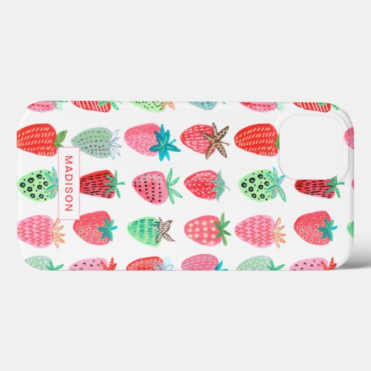 pink en rode aardbei — zomerkruwpatroon Case-Mate iPhone case (Achterkant (horizontaal))