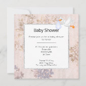 PINK EN ROOS GOLD BLUE MODERN STORK BABY SHOWER KAART (Voorkant)
