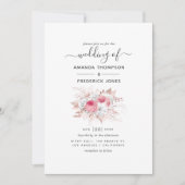 Pink en Roos Gold Floral Wedding Kaart (Voorkant)