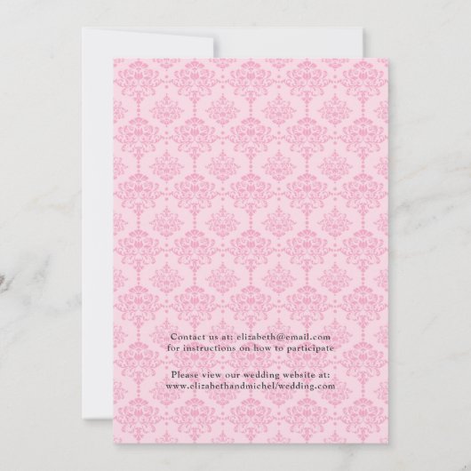 Pink en Silver Floral en Lace Virtual Wedding Kaart (Achterkant)