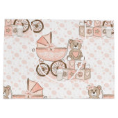 PINK- EN TAN BABY GIRL PRAM-BEREN BLOKKEN GROOT CADEAUZAKJE (Achterkant)