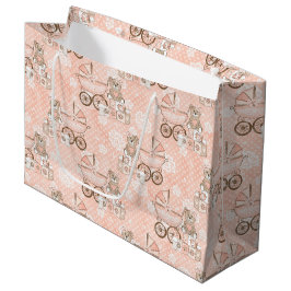 PINK- EN TAN BABY GIRL PRAM-BEREN BLOKKEN GROOT CADEAUZAKJE