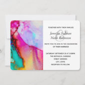 Pink en Turquoise Abstracte Waterverf Wedding Kaart (Voorkant)
