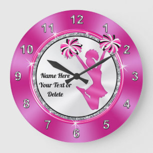 Pink en White Cute Cheerleader Clock PERSONALIZED Grote Klok
