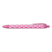 Pink en White Dog Paws Pattern Zwarte Inkt Pen (Bovenkant)